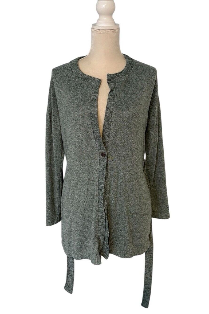Cuddl Duds Soft Knit One Button Cardigan Robe Size Small Thyme Green Heather - Picture 5 of 15